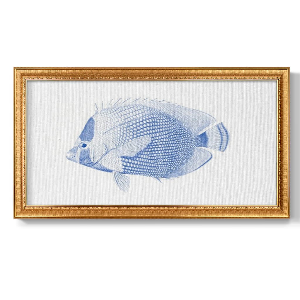 Blue & White Tropical Fish VI Premium Framed Canvas- Ready to Hang