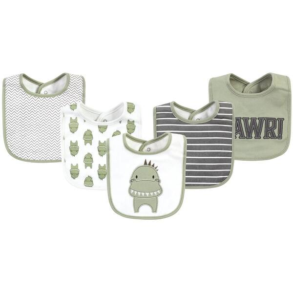 slide 1 of 1, Hudson Baby Infant Boy Cotton Bibs, Modern Dino, One Size - Modern Dino - One Size One Size - Modern Dino