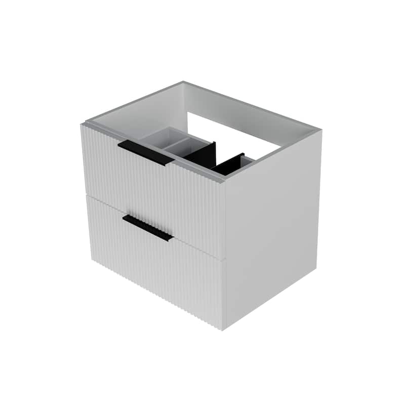 GDFStudio - Zen Modern Mid-Century Wall-Mounted Bathroom Vanity with 2 Soft Close Drawers & Large Storage Spaces, WITHOUT Sink