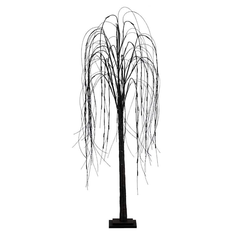 Pre-Lit Willow Artificial Halloween Tree - 5' - Black - Dual Color LED Lights