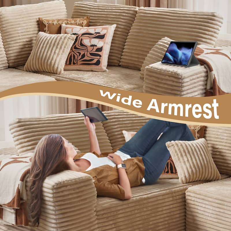 HOOOWOOO Modular Plush Fabric Sectional Sofa