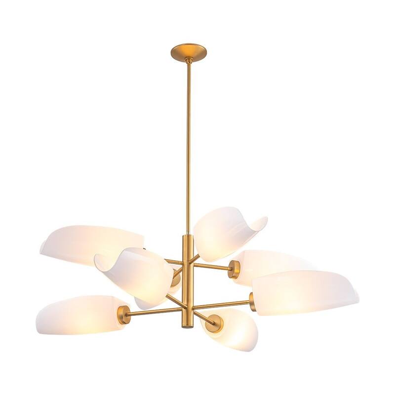 Modern 8-Light Opal Glass Tiered Chandelier - 42.5in