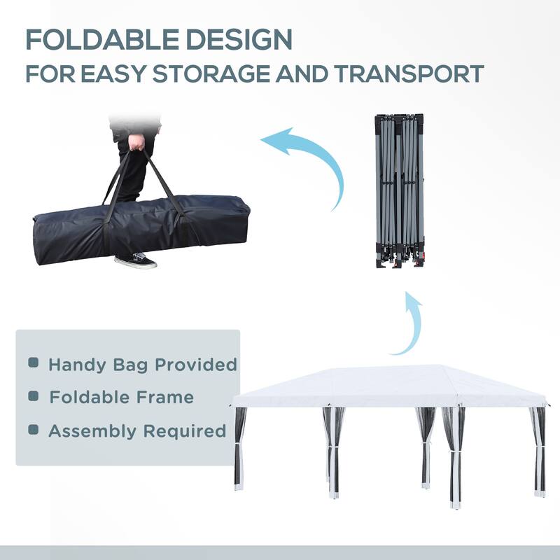 10' x 20' Pop Up Canopy Tent with Netting, Heavy Duty Instant Sun Shelter for Outdoor, Garden, Patio