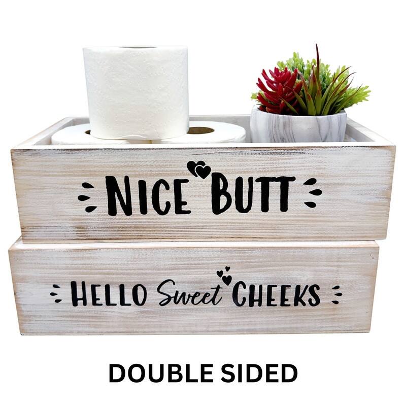 Hello Sweet Cheeks Wood Toilet Paper Holder, Farmhouse