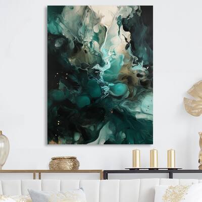 Designart "Green White Marbled Artistry III" Modern Geometric Metal Wall Art