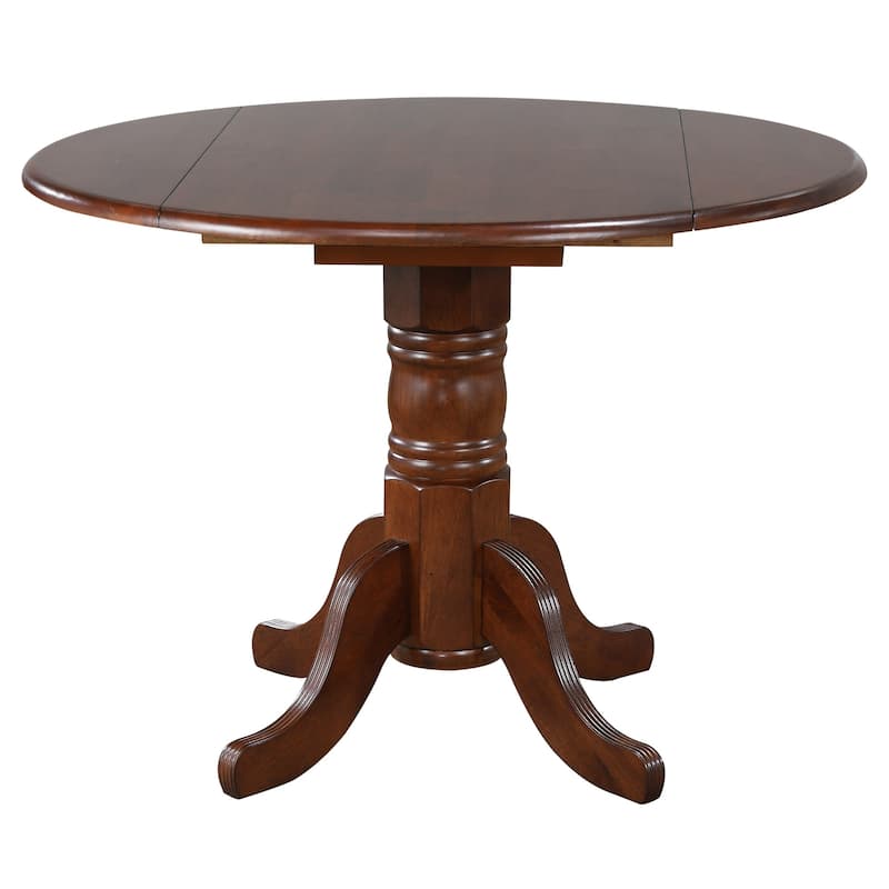 Drop Leaf Round Wooden Dining Table - 42" - Chestnut Brown