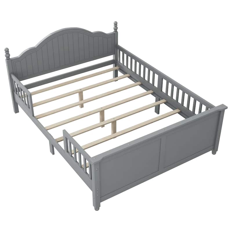 Full Size Bed For Kids, Wood Full Platform Bed with Headboard and Footboard