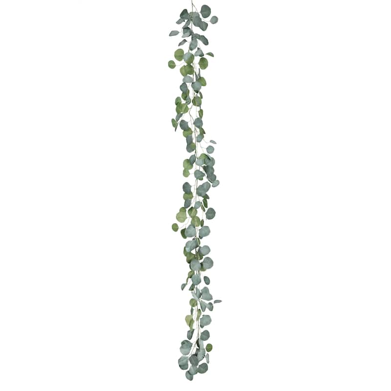 6ft Frosted Green Artificial Silver Dollar Eucalyptus Leaf Vine Greenery Foliage Garland - 72" L x 7" W x 7" DP