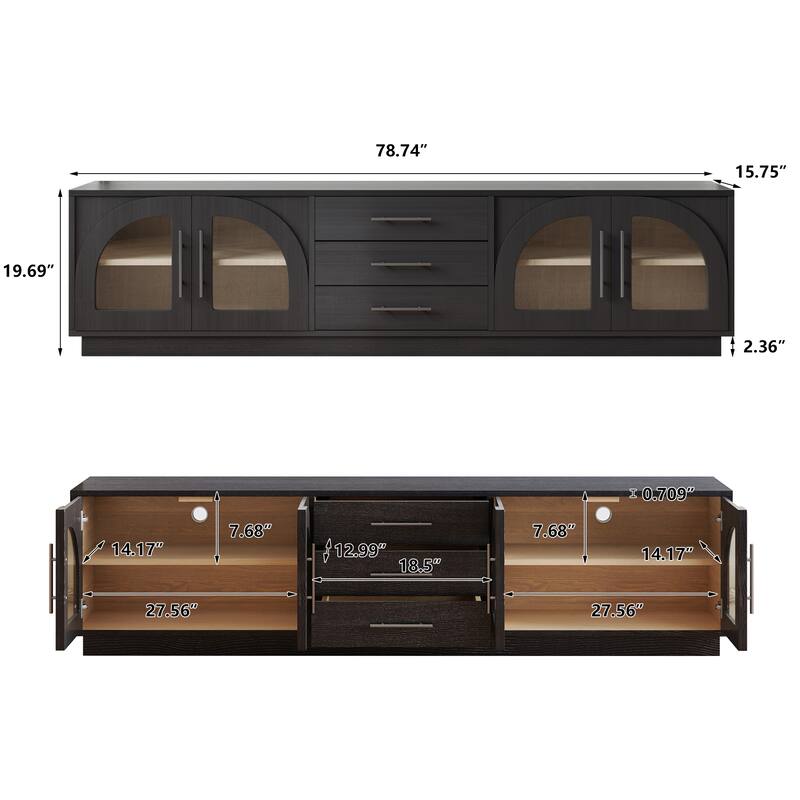 JASIWAY Black Wood TV Stand Fits TV up to 85 in.