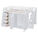 preview thumbnail 29 of 38, Full Size Wood Loft Bed With Built-in Wardrobes,Cabinets and Drawers