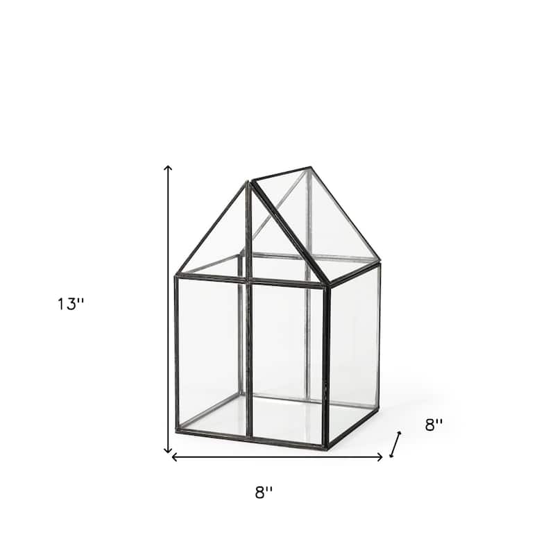 HomeRoots Clear Glass and Metal Terrarium Box