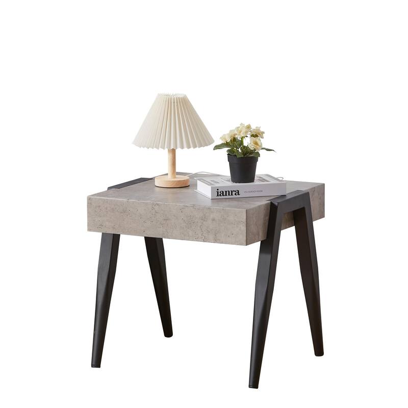 Camden Collection Black Gray Marble Modern Accent Table