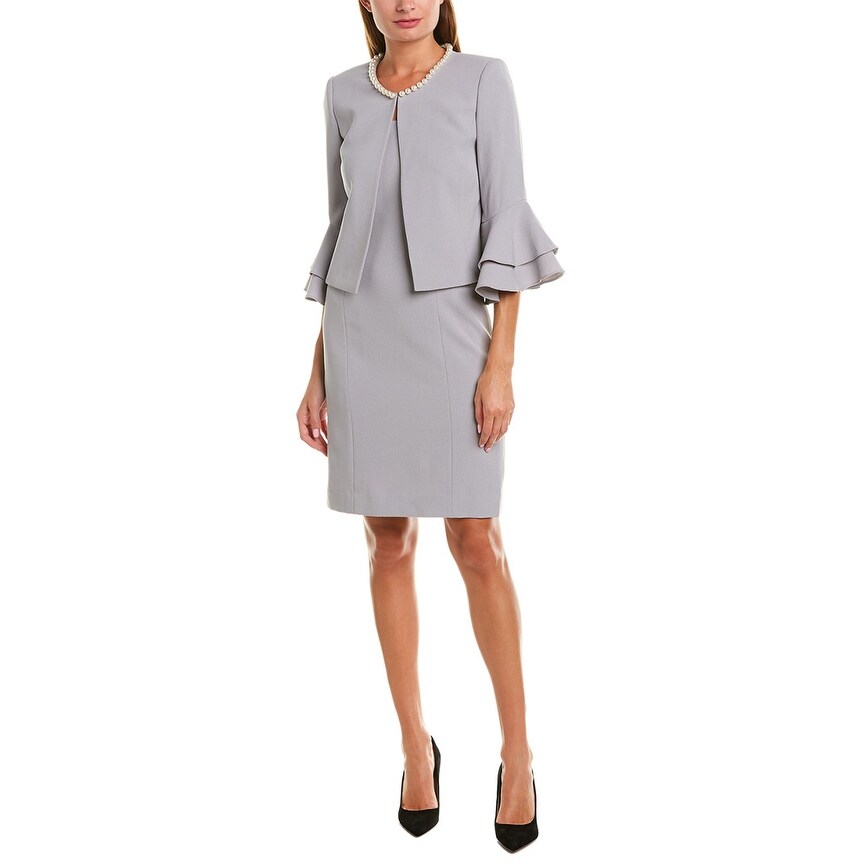 grey sheath dress with jacket