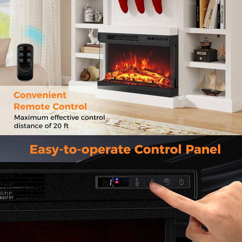 Gymax 24'' 3-Sided Electric Fireplace Insert w/Remote Control 3 Flame