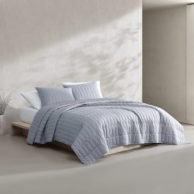 Calvin Klein Washed Percale Cotton Reversible Quilt Set