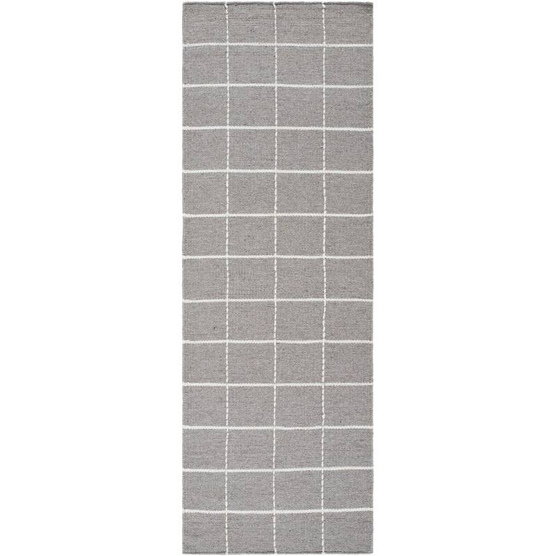 Livabliss Transitional Mardin Checkered Area Rug - 2'6" x 8' - Medium Gray/White