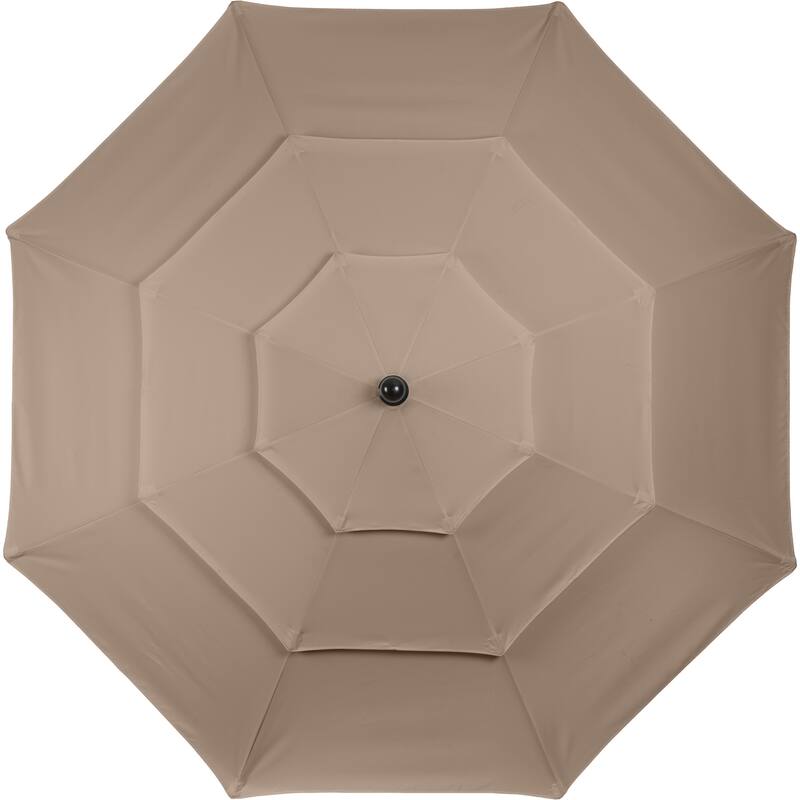 10 ft Patio Umbrella, 3-Tiered Sunshade with Push Button Tilt and Easy-Open Crank, Outdoor Umbrella for Deck, Yard