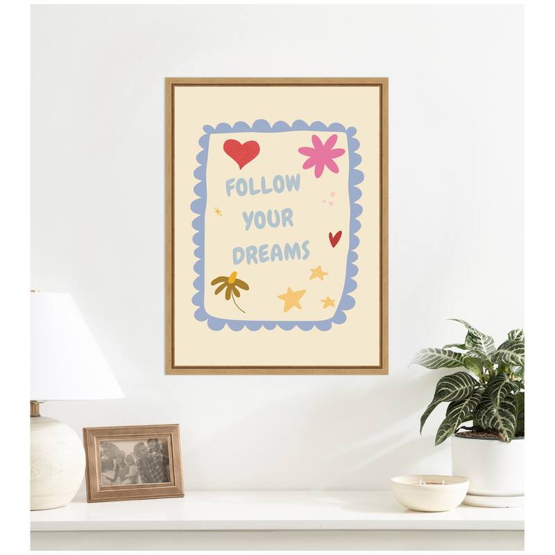 Kate and Laurel Follow Your Dreams by Laura Moss Framed Canvas Wall Art Print