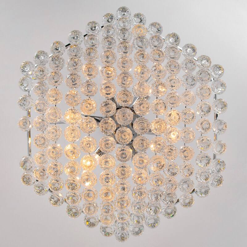 6-Light Glam Cluster Crystal Chandelier For Living Room - Chrome