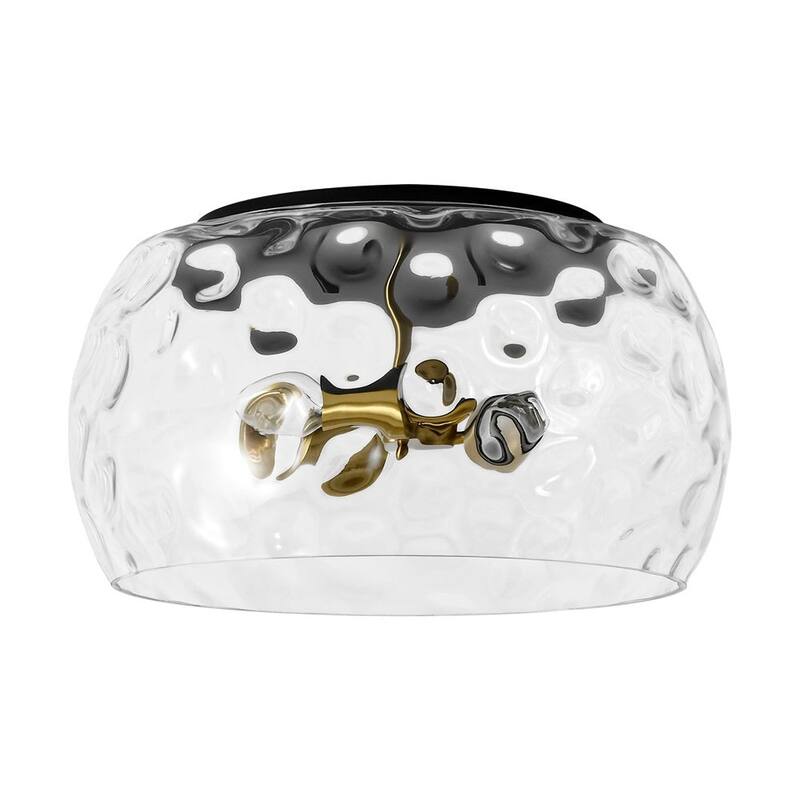 Modern Large Water Glass Shade Round Flush Mount Light