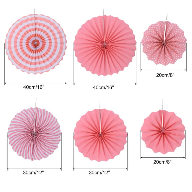 1 Set/6Pcs Paper Fans Hanging Decoration Round 8"/12"/16"