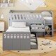preview thumbnail 33 of 46, L-Shaped Twin Size Loft Bed and Platform Bed with 7 Drawers Gray