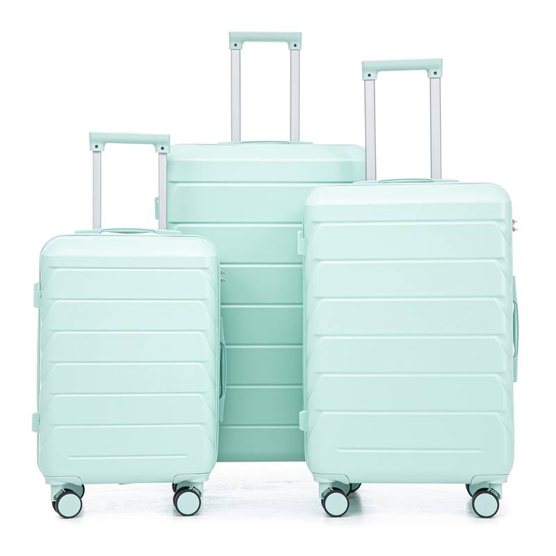 20"/24"/28" 3-Piece, Modern Luggage Sets with Retractable Handle and Combination Lock, for Boarding Travel, Mint Green