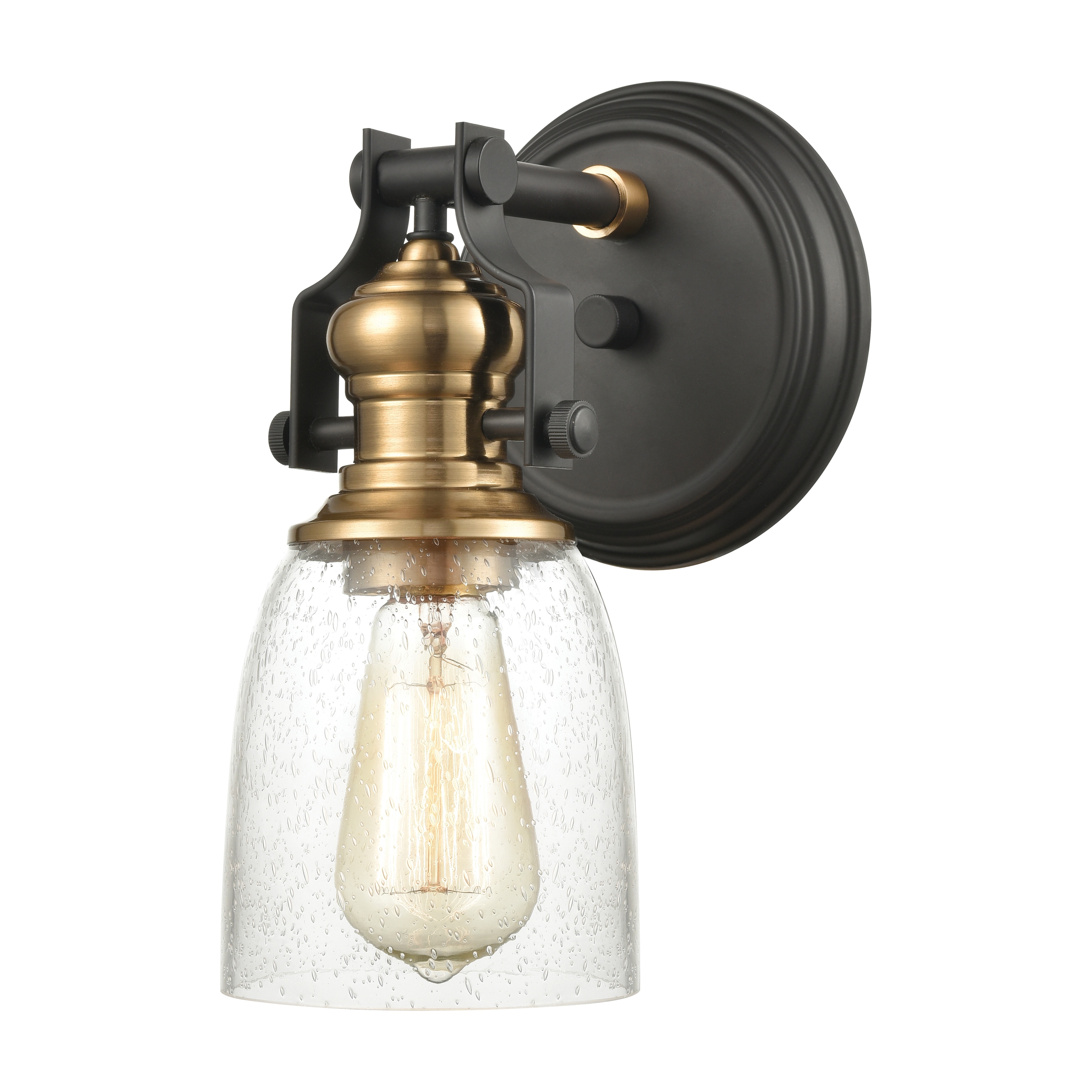 Atlas Lighting Chadwick Industrial Metal and Seeded Glass Bathroom Vanity Light