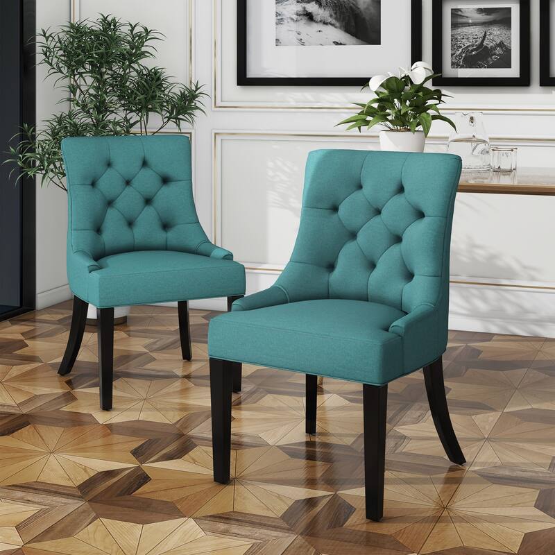 Modern Dining Chairs with Quilted Diamond Back, Tilting Arms and Upholstered Seat, for Dining Rooms, Set of 2 - Green
