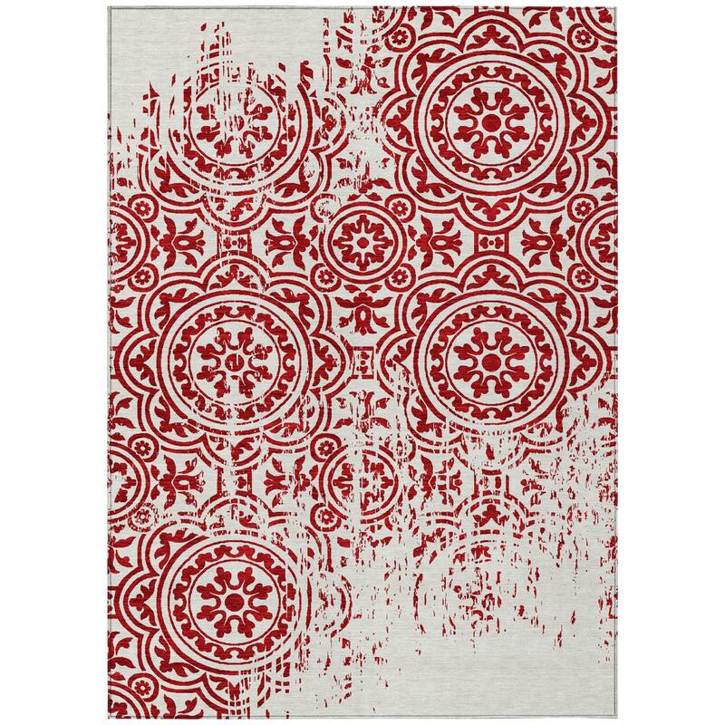 HomeRoots Medallion Transitional Rectangle Outdoor Rug