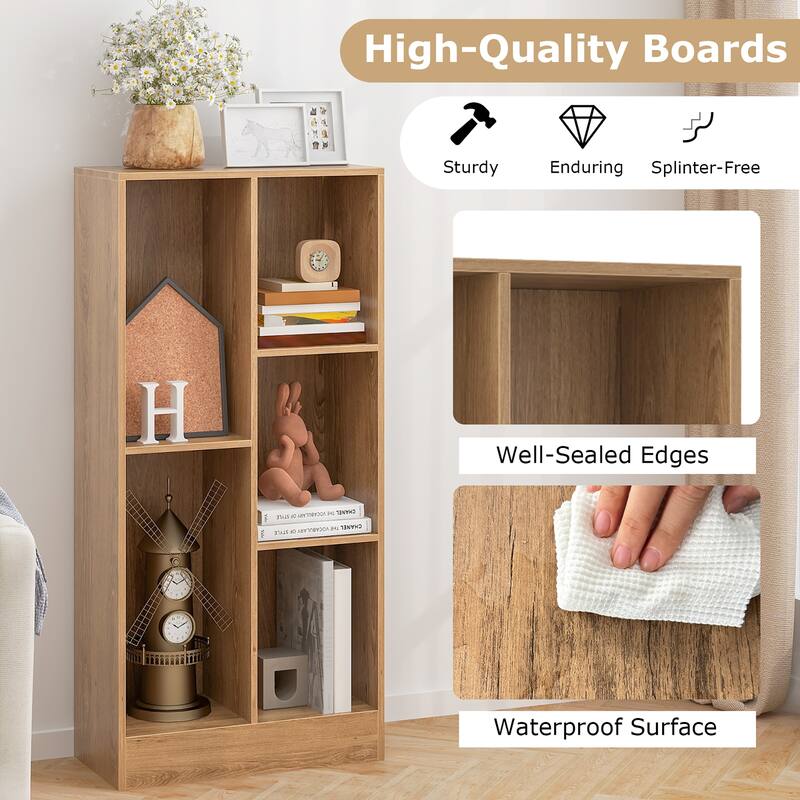 Gymax 5-Cube Bookshelf 41'' Floor Bookcase w/ 2 Anti-Tipping Kits