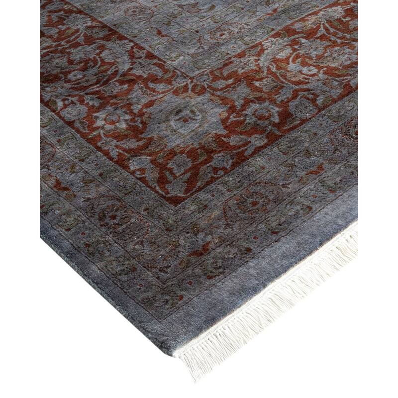 Overton Hand Knotted Wool Vintage Inspired Modern Contemporary Overdyed Gray Area Rug - 10' 1" x 14' 5"