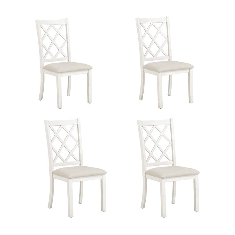 5-Piece Wooden Dining Table Set with Round Table & 4 Upholstered Chairs