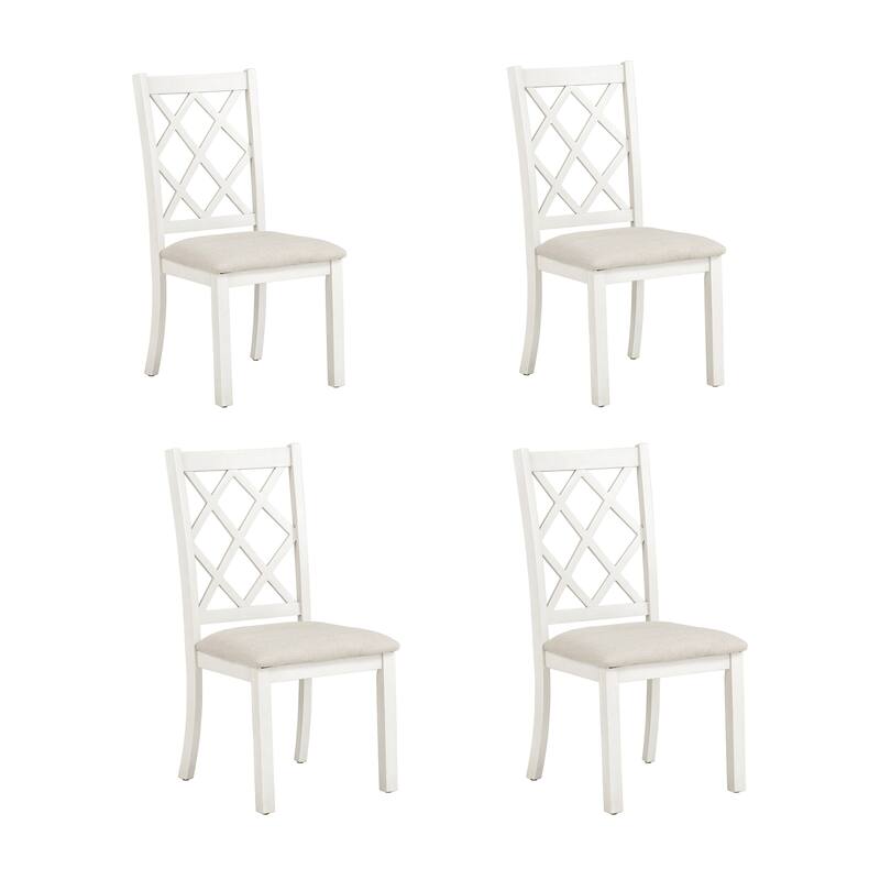 Round Dining Table Set for 4, 42" Mid-Century Table with 4 Chairs, 5-Piece Space-Saving Wood Kitchen & Dining Room Table Set