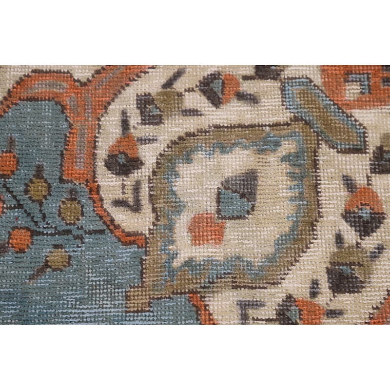 Over-Dyed Blue Tabriz Vintage Area Rug Handmade Wool Carpet - 6'5" x 9'5"