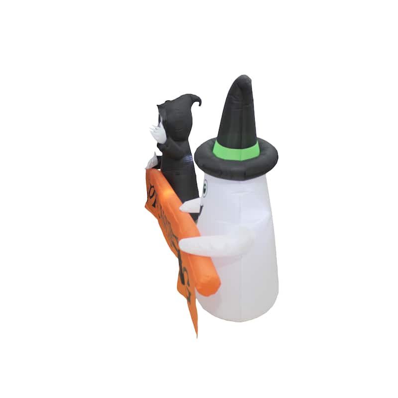 A Holiday Company 8ft Inflatable Happy Haunting Banner, 4 ft Tall, Multi