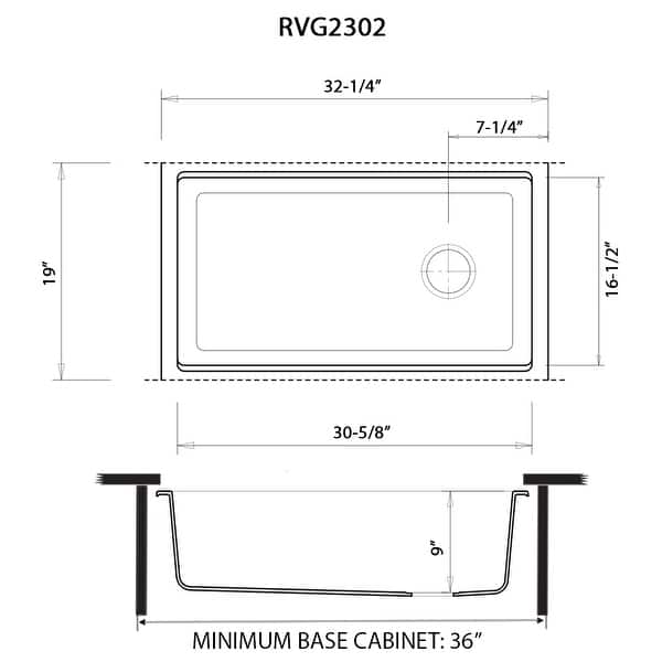 dimension image slide 0 of 2, Ruvati 33-inch Undermount Workstation Granite Composite Kitchen Sink Urban Gray - RVG2302UG - 33" x 18-1/2″