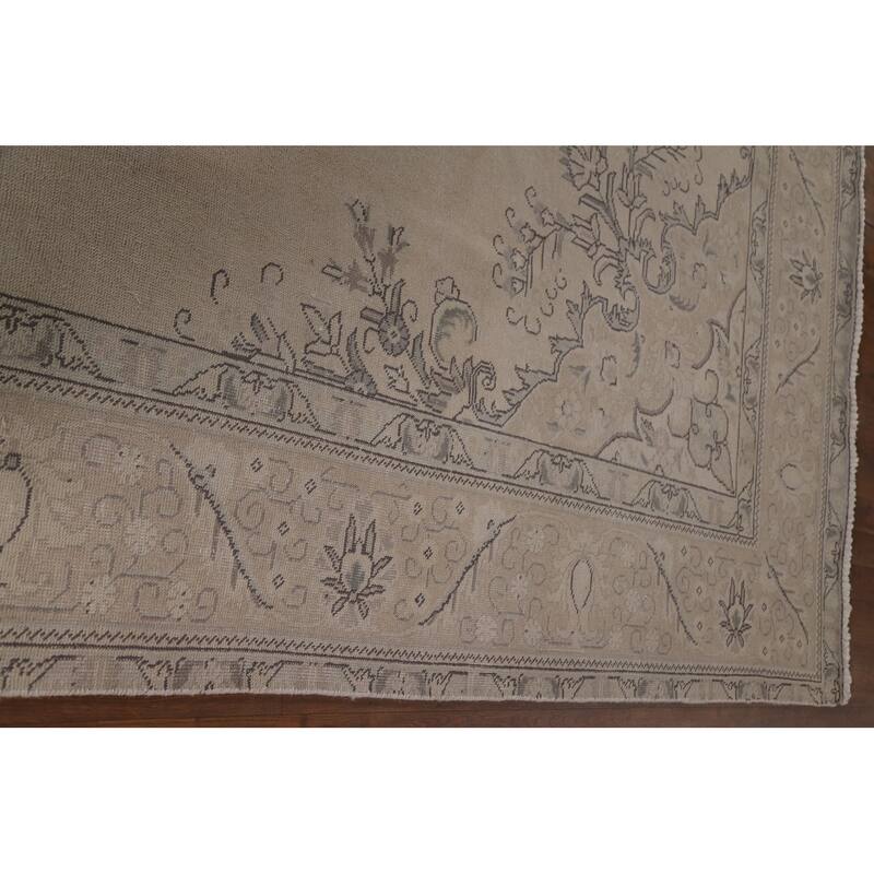 Hand Knotted Oriental 100% Wool Carpet Traditional Floral Beige & Ivories Tabriz Area Rug - 12' 5'' X 9' 7''