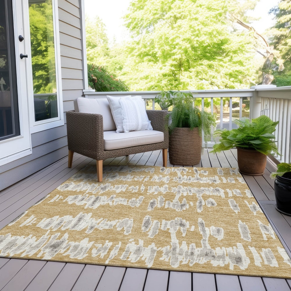 Machine Washable Indoor/ Outdoor Chantille Abstract Contemporary Rug