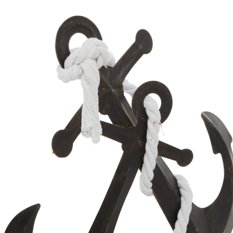 Black Metal Anchor Decorative Sculpture - 15 x 5 x 16