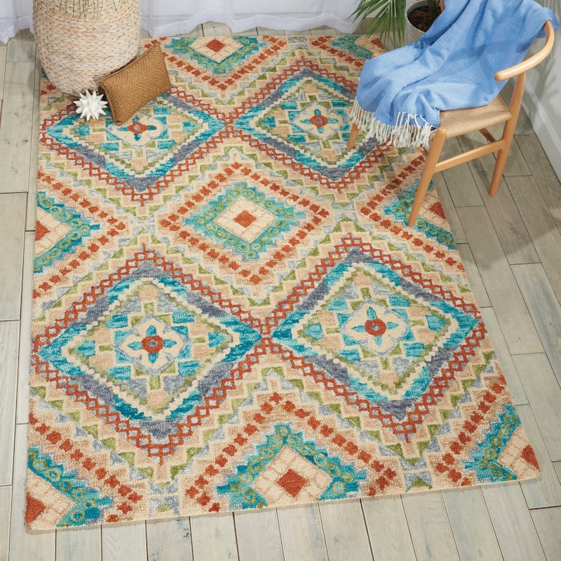 Nourison Vibrant Tribal Geometric Diamond Area Rug - 5' x 7'6" - Multi - Rectangle