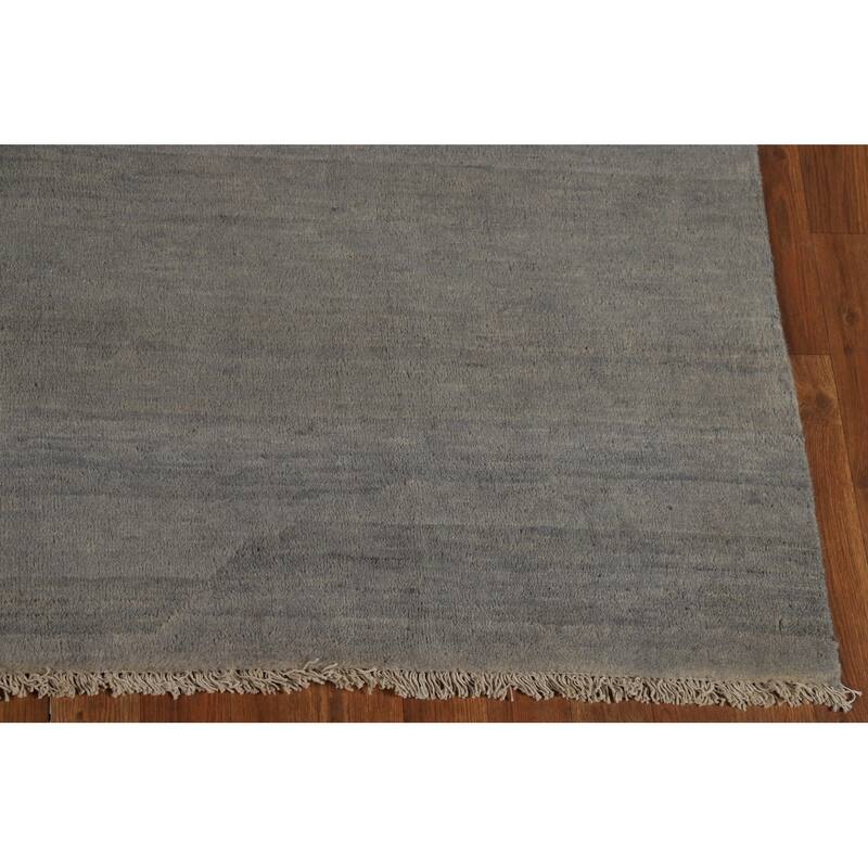 Striped Gray Gabbeh Oriental Area Rug Handmade Wool Carpet - 6'3" x 9'3"