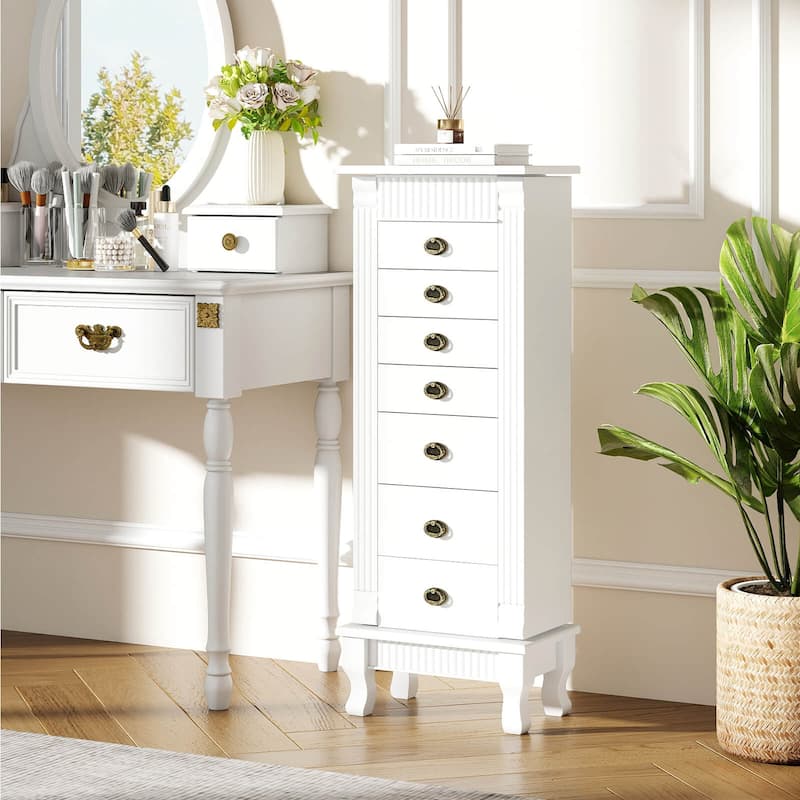 Costway Jewelry Cabinet Armoire Box Storage Chest Stand Organizer Wood - See Details