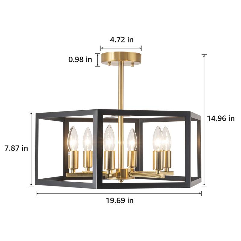 Starsky 6-light 19in Geometric Industrial Ceiling Light Unique Round Semi Flush Mount