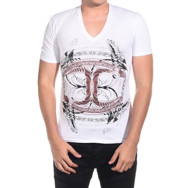 Shop Just Cavalli Men S Classic Fit Jersey Tee T Shirt Cultured V Neck White Overstock 22043199