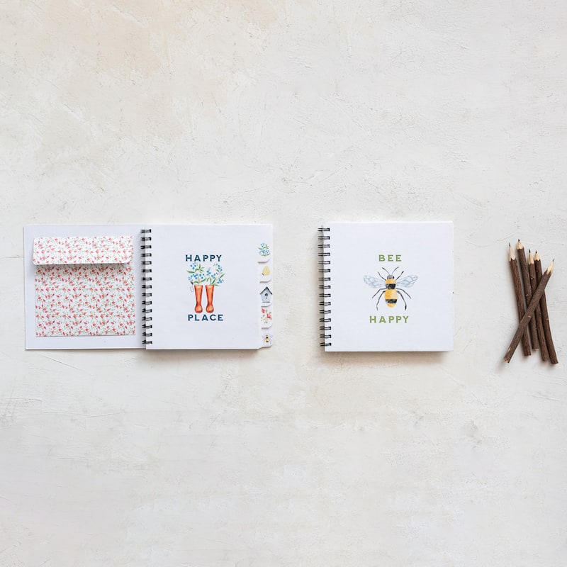 Bound Paper Garden Journal with Summer Icons - 8.3"L x 8.3"W x 0.7"H