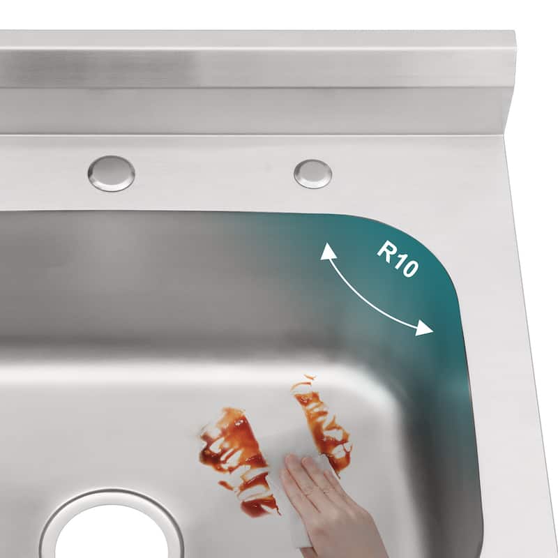25" x 22" Stainless Steel Large Utility Sink Single Bowl, Freestanding Commercial Restaurant Sink, Utility Sink
