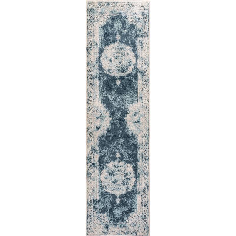 JONATHAN Y Soleiman Cottage Medallion Area Rug - 2 X 8 - Ivory/Blue