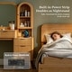preview thumbnail 5 of 5, 48 Inch Fluted Makeup Vanity Desk with Mirror, Glass Top, Charging Station, 4 Drawers and Cabinet
