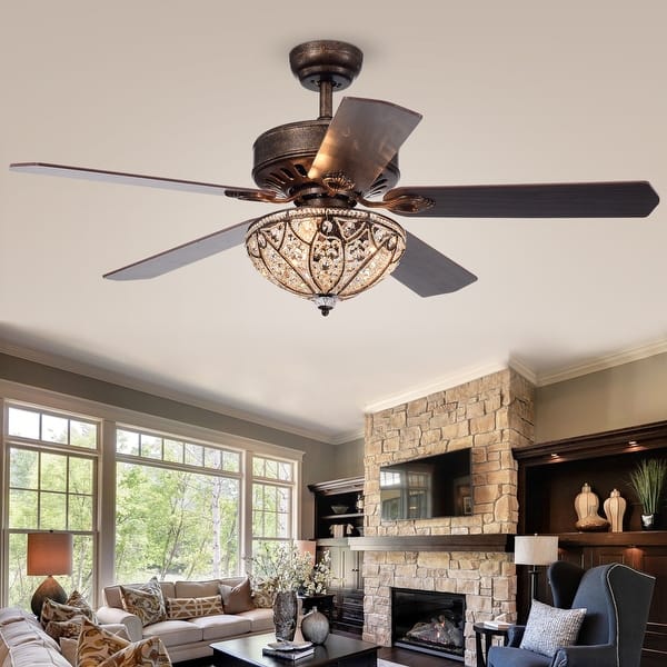 Shop Gliska 52 Inch 5 Blade Rustic Bronze Lighted Ceiling